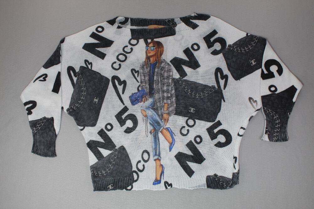 Free For Humanity Lightweight Graphic Sweater Womens Medium Made in Italy